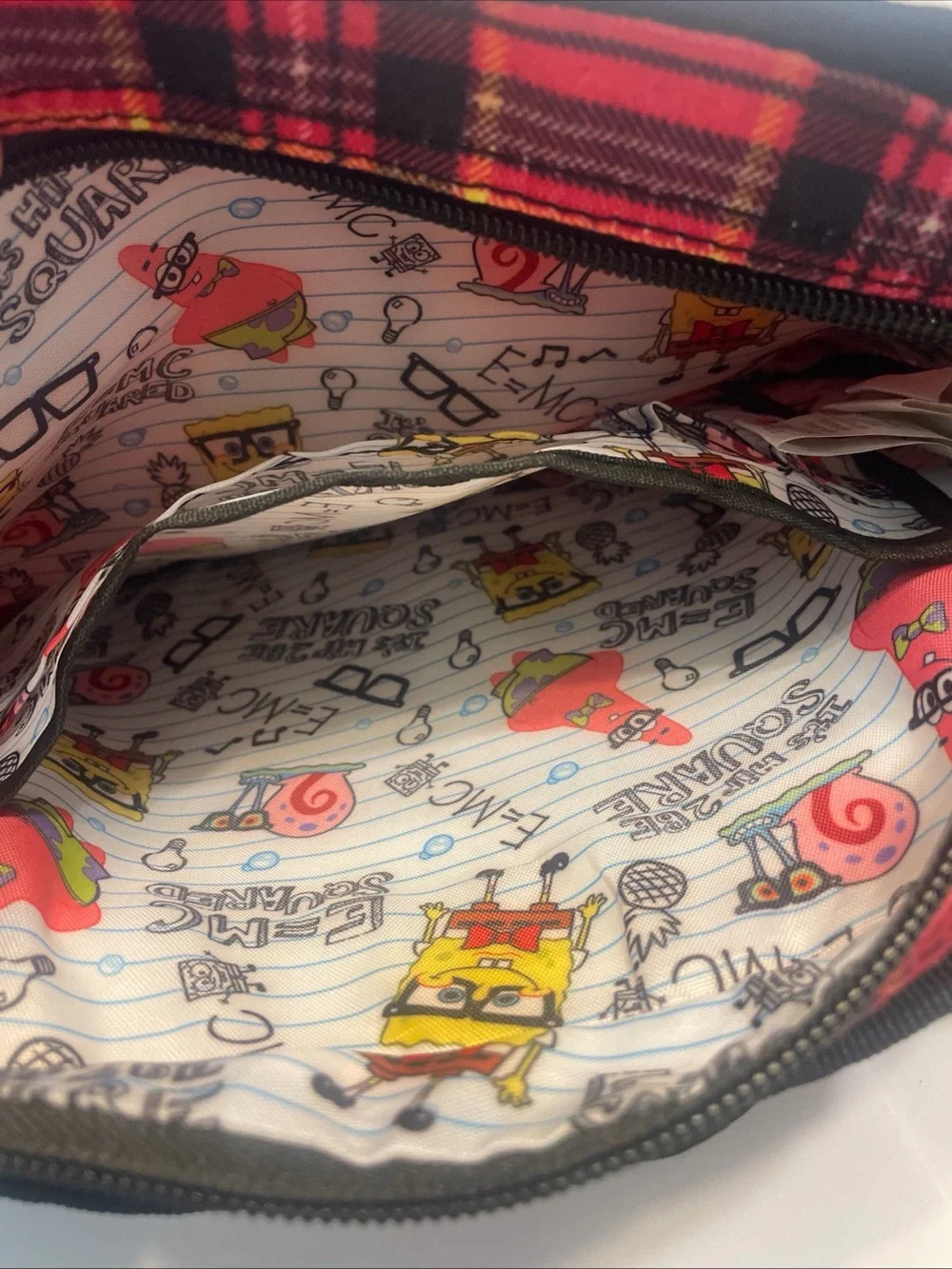 Rare SpongeBob SquarePants Messenger Bag. Nickelodeon. Red/Black Plaid Crossbody